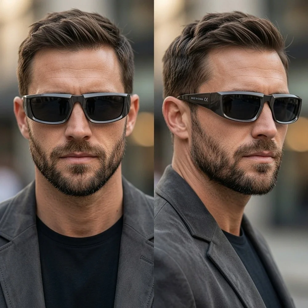 Sunglasses Gray Frame Sports Small Black Lens Driving Outdoor Style Gafas Lentes
